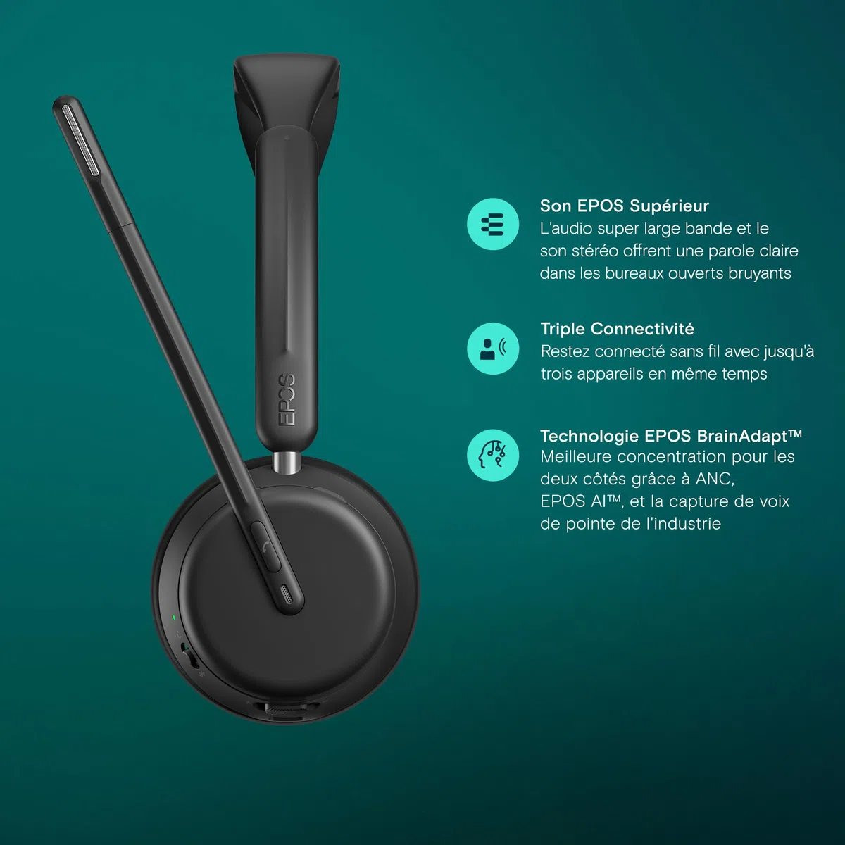 EPOS Impact 1061 Stereo Bluetooth Headset INKL. kontaktlose Ladestation (Charging Stand)