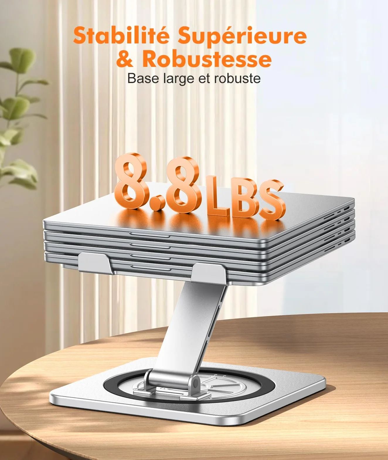 Support Ordinateur Portable Rotation 360° Réglable à Refroidissement Rapide pour Laptop 10-16"