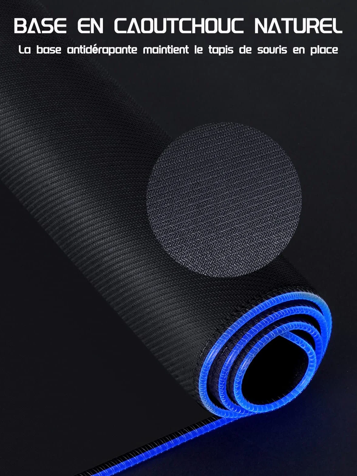 Tapis de Souris de Jeu RGB XXL 900x400x4 mm, 7 Couleurs LED, 11 Modes, Surface Imperméable, Base Antidérapante
