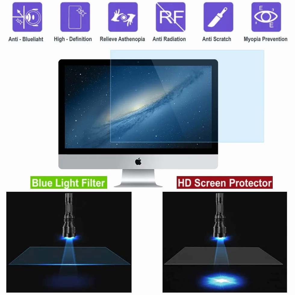 AiMok Filtre Anti-Lumière Bleue 24" Moniteur Protection des Yeux Anti-Reflet Blocage Lumière Bleue Protecteur d'écran PC