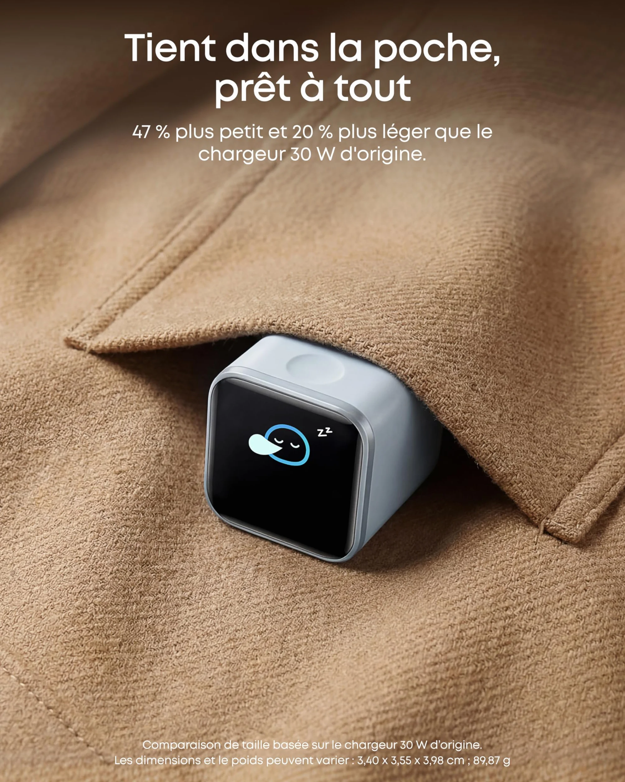 Anker Chargeur USB C 45W Nano avec Écran Intelligent, Recharge Rapide pour iPhone 17/16/15, iPad, MacBook