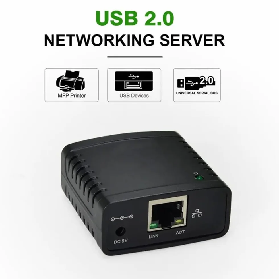 Serveur d'impression USB 2.0 100 Mbps LAN Ethernet Adaptateur Secteur Prise UE