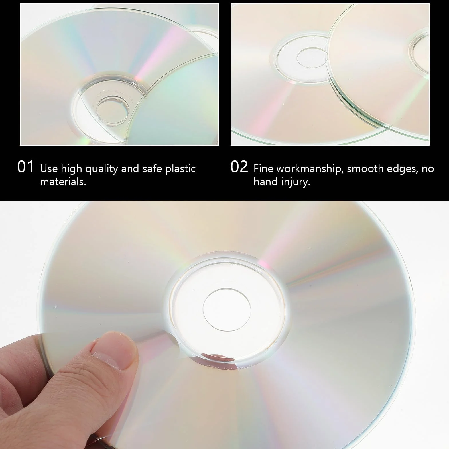 Alipis 50 Disques CD Décoratifs DIY Double Face Réfléchissante Plastique Bords Lisses