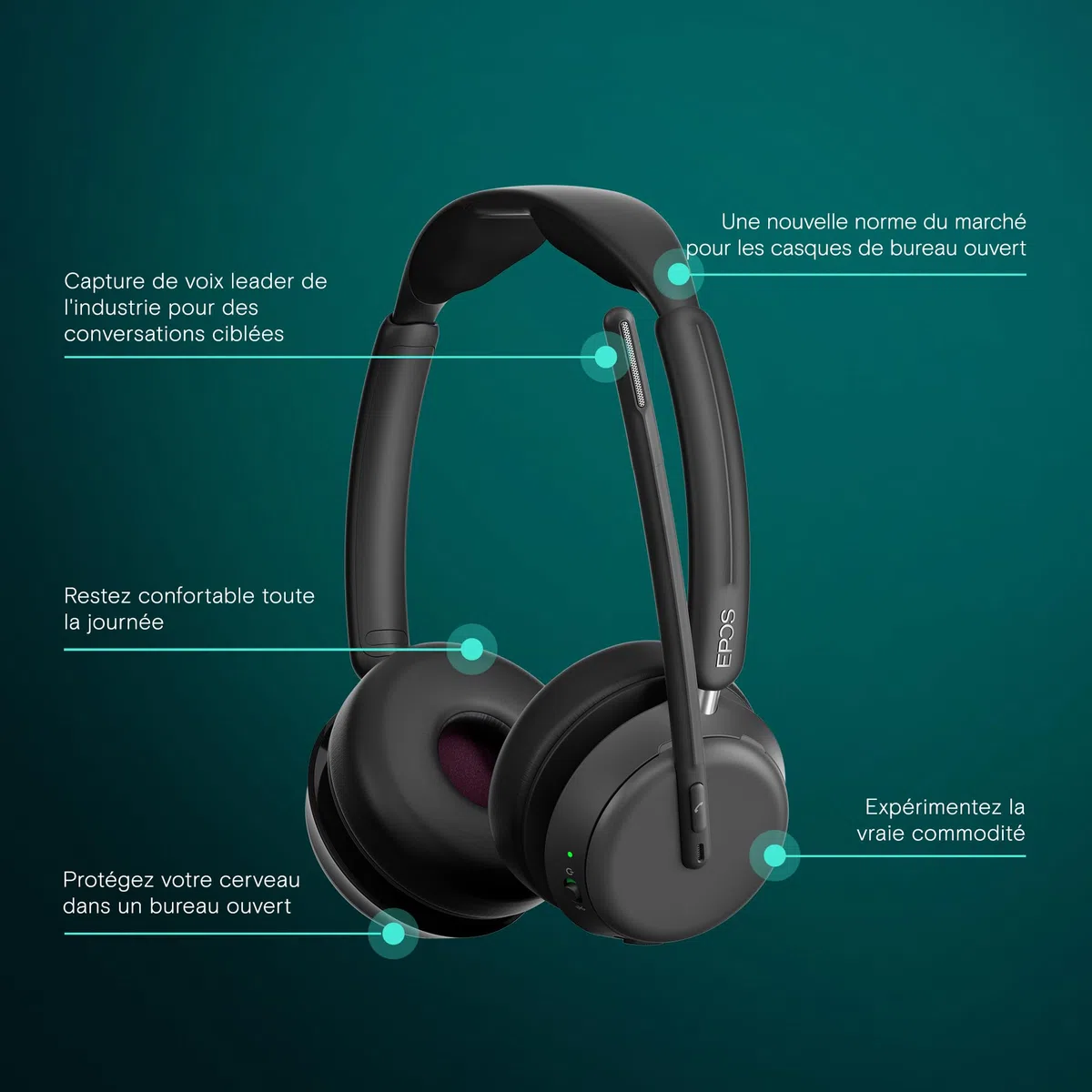 EPOS Impact 1061 Stereo Bluetooth Headset INKL. kontaktlose Ladestation (Charging Stand)