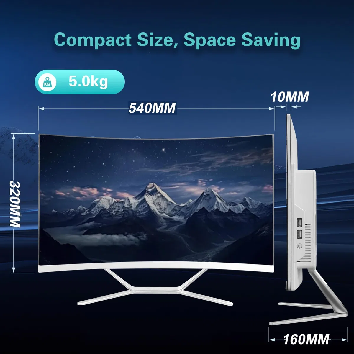 Ordinateur Tout en Un,All in One pc 24 Pouces,Processeur i5-12450H 8 Cœurs,16 Go RAM,256 Go SSD,Windows 11 Pro Les Ordinateurs Tout en Un Blanc,QWERTY WiredClavier et Souris (Curved Panel)