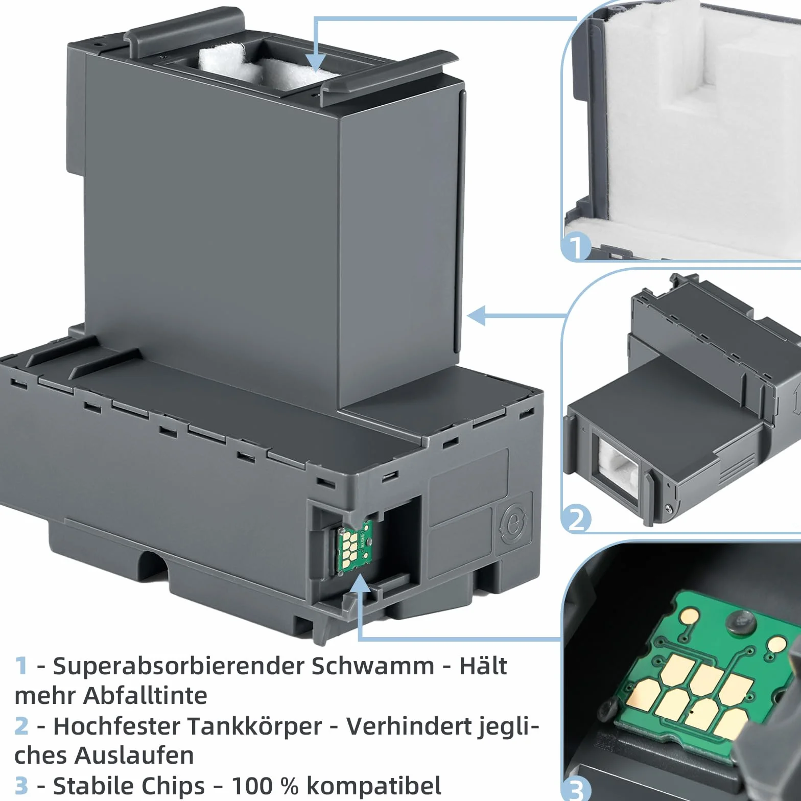 Boîte de Maintenance Compatible Epson ET-4750 ET-4850 ET-3750 ET-15000 ET-3700 ET-4856 ET-5150 ET-5170 Lot de 2 Réservoirs