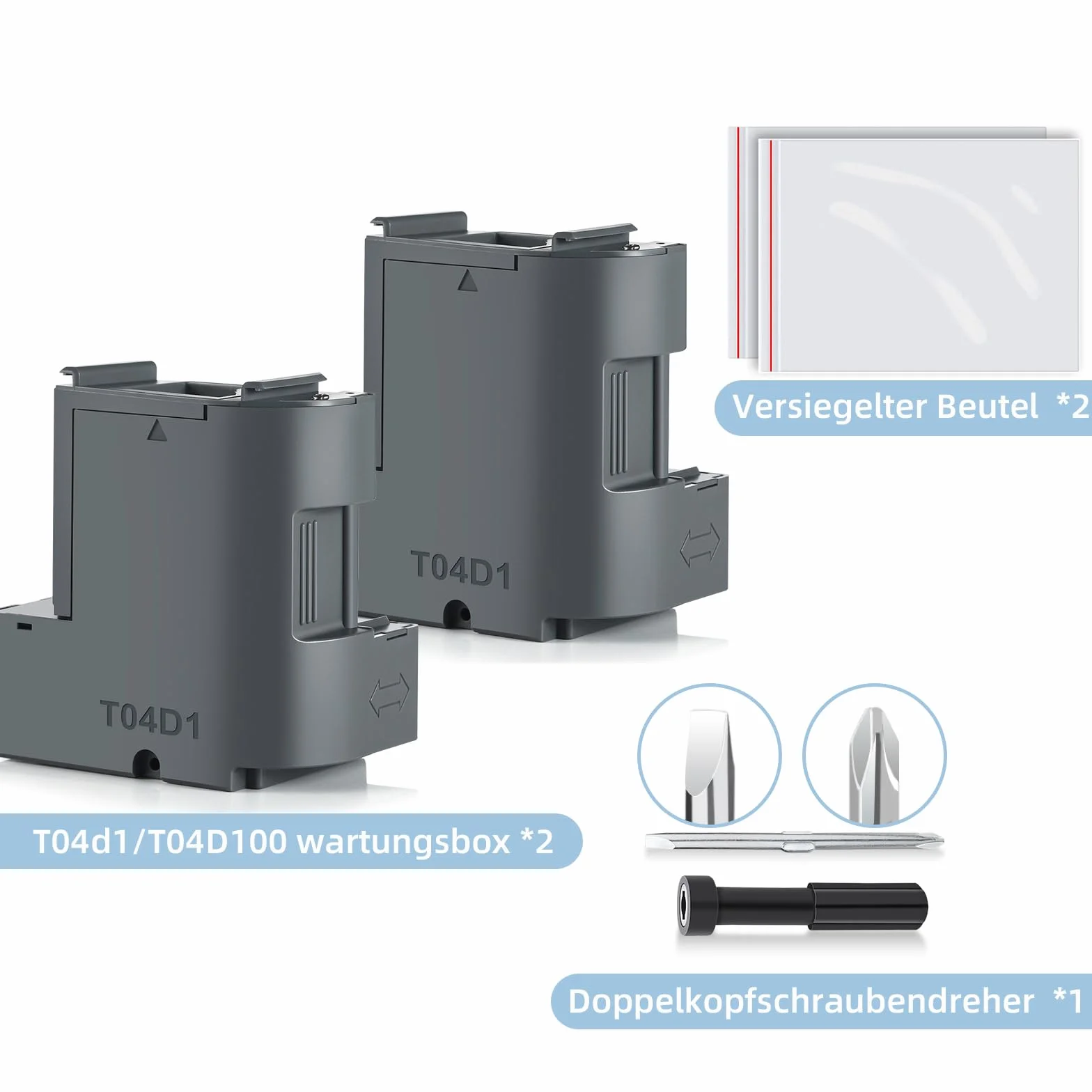 Boîte de Maintenance Compatible Epson ET-4750 ET-4850 ET-3750 ET-15000 ET-3700 ET-4856 ET-5150 ET-5170 Lot de 2 Réservoirs