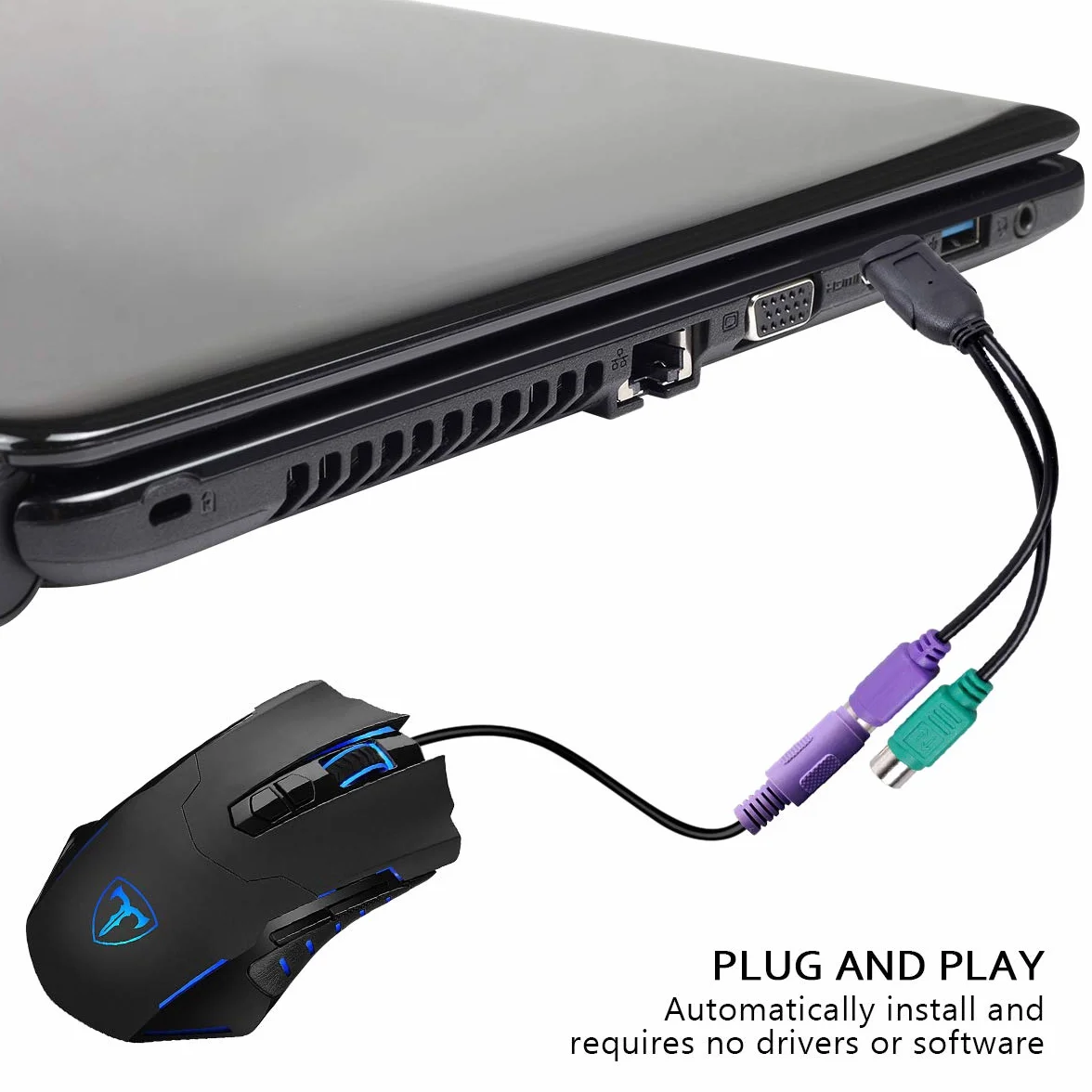 UCEC USB Mâle A vers PS/2 Femelle Câble Adaptateur Convertisseur pour Souris Clavier