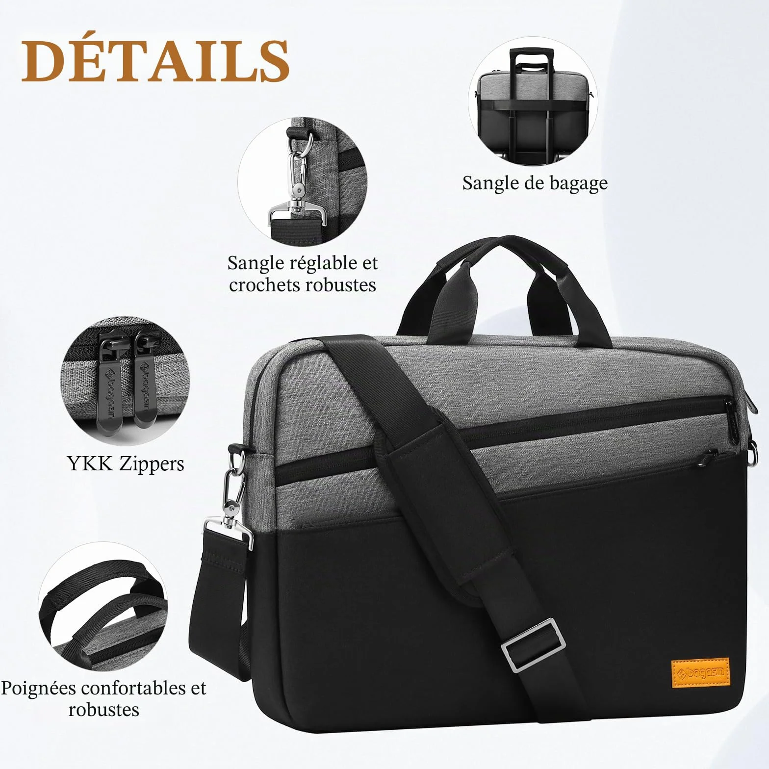 Sacoche Ordinateur Portable 15,6 17,3 Pouces Mallette Sac PC Tablette Imperméable Léger Robuste