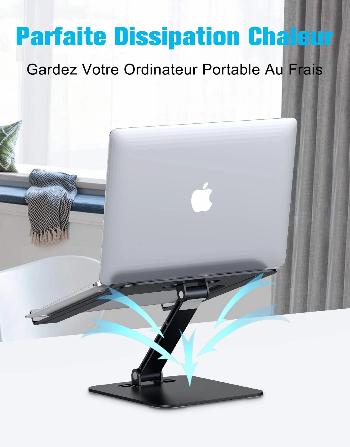 Support Ordinateur Portable Réglable Aluminium Ventilé Pliable Compatible MacBook Air Pro Tablettes 10-16 Pouces