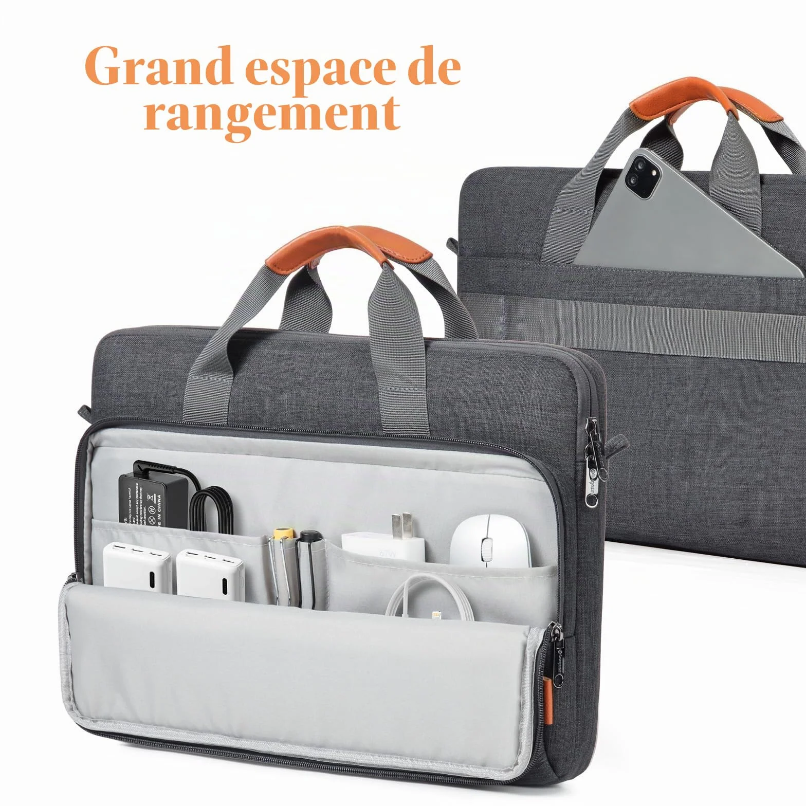 Sacoche Ordinateur Portable 15.6 Pouces Mallette Sac PC Tablette Imperméable Léger Robuste pour Affaires École