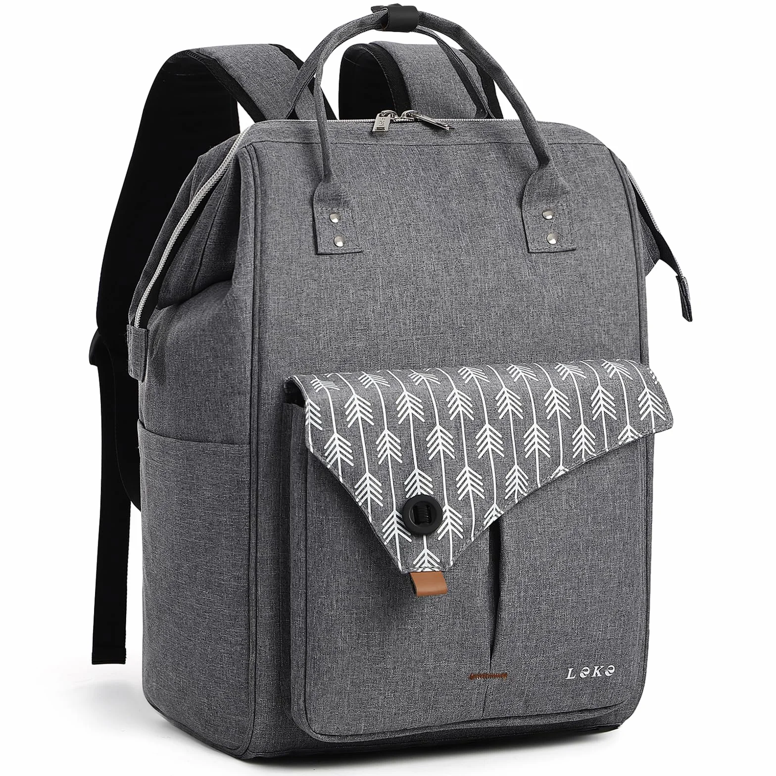 Lekesky Sac à Dos Ordinateur Portable Femme 15.6 Pouces Antivol Imperméable Gris/Noir