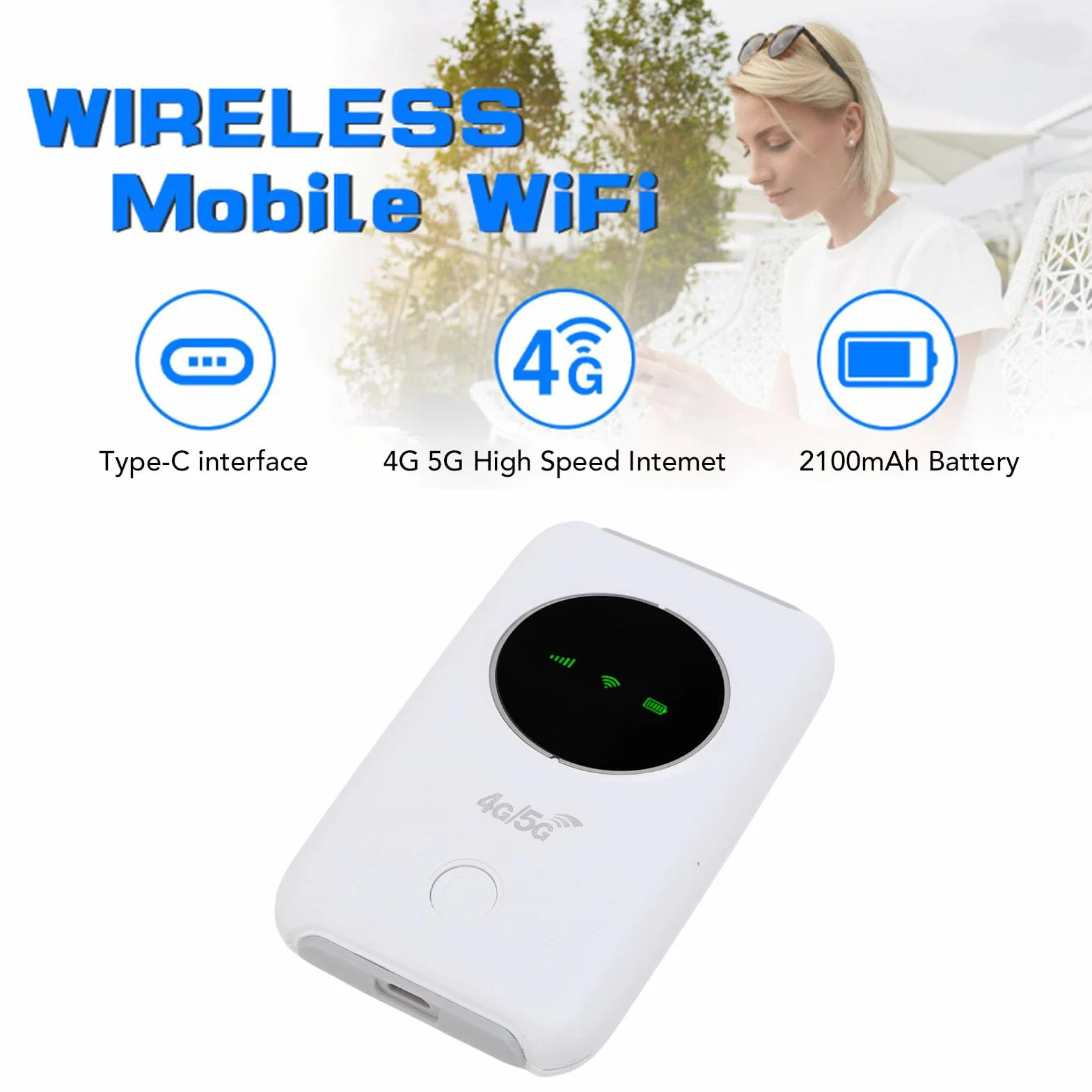 Routeur WiFi Portable 4G 5G LTE 300 Mbps 3200mAh