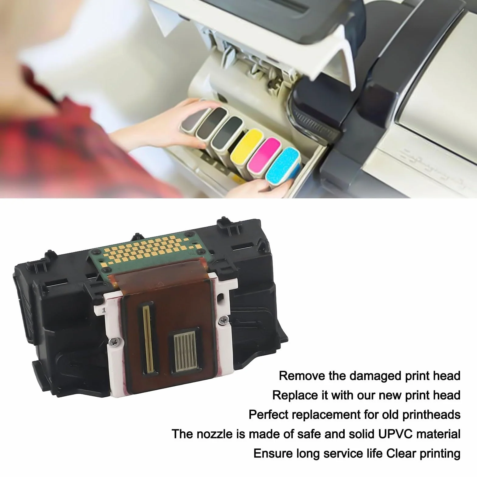 Tête d'impression Canon PIXMA TS5050 TS5051 TS5053 TS5055 TS5070 TS5080 TS6020 TS6050 TS6051 TS6052 TS6080 couleur ABS métal
