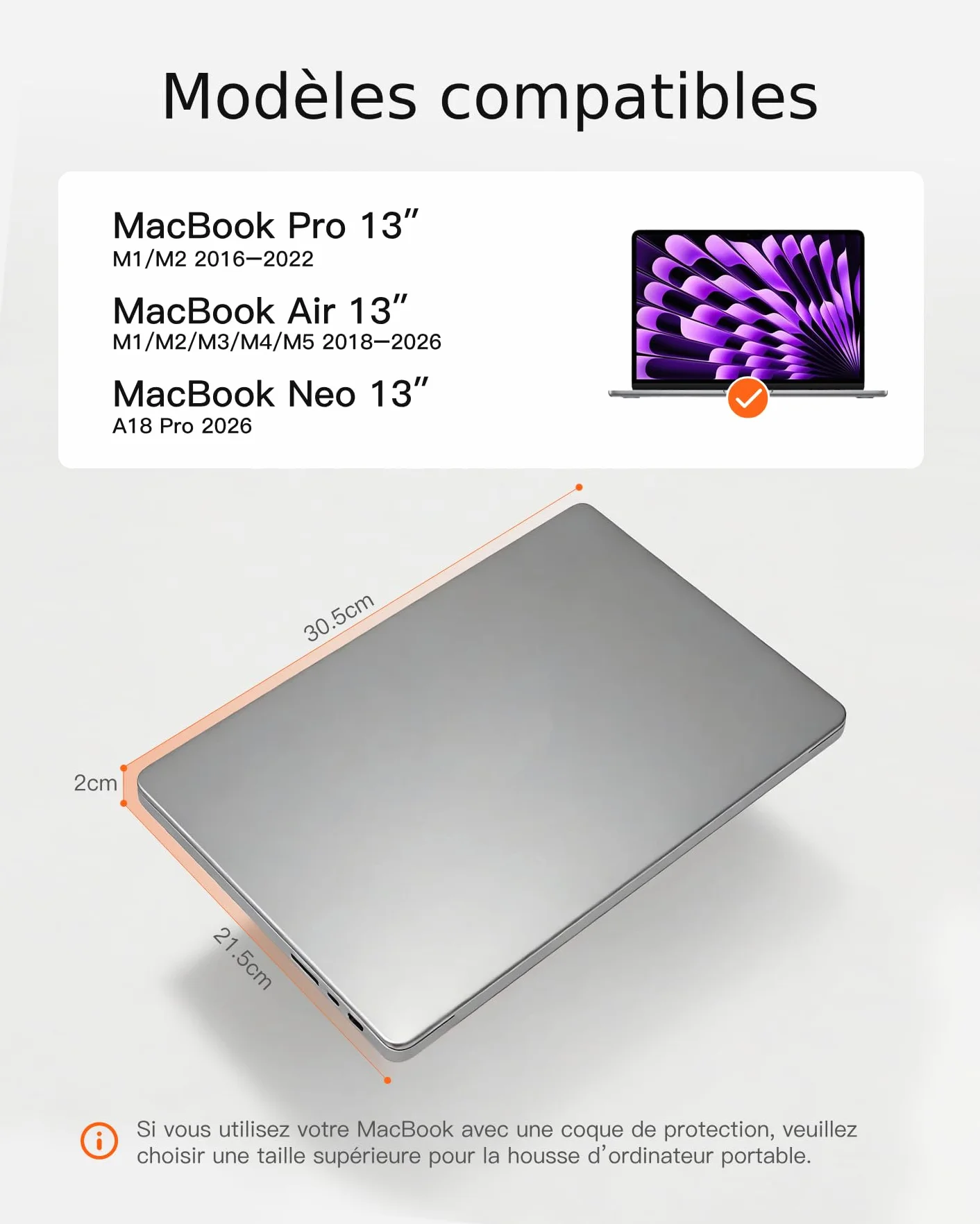 Inateck Housse pour Ordinateur Portable 360° Protection 13 Pouces MacBook Air M5/M4/M3/M2/M1 2026-2018 MacBook Pro 13"