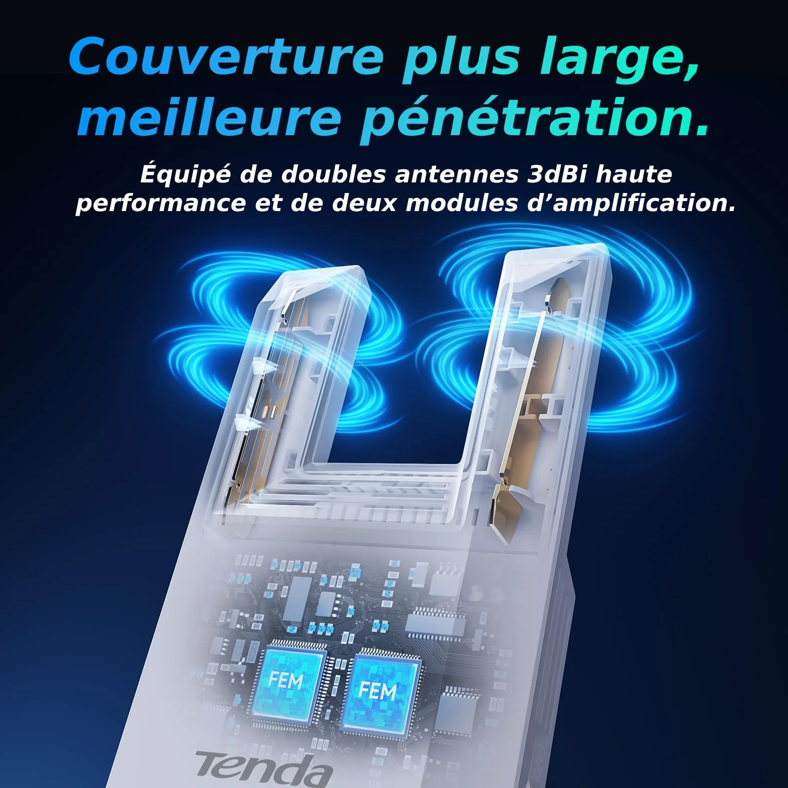 Tenda A18 Pro Répéteur WiFi AC1200 Mbps Amplificateur Gigabit Ethernet 150m²