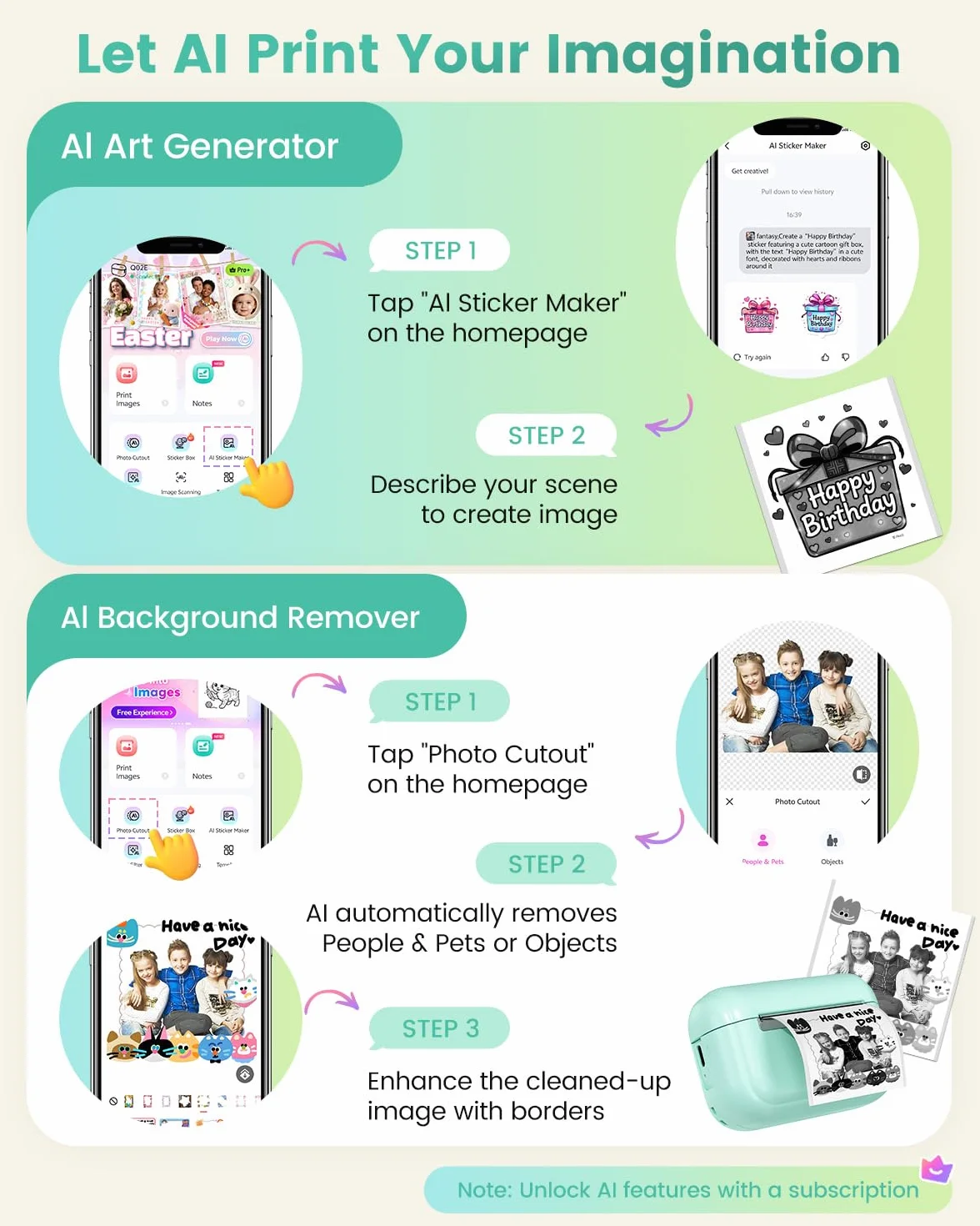 Mini Imprimante Thermique Portable Q02E Bluetooth Autocollant pour Notes d'étude Photos