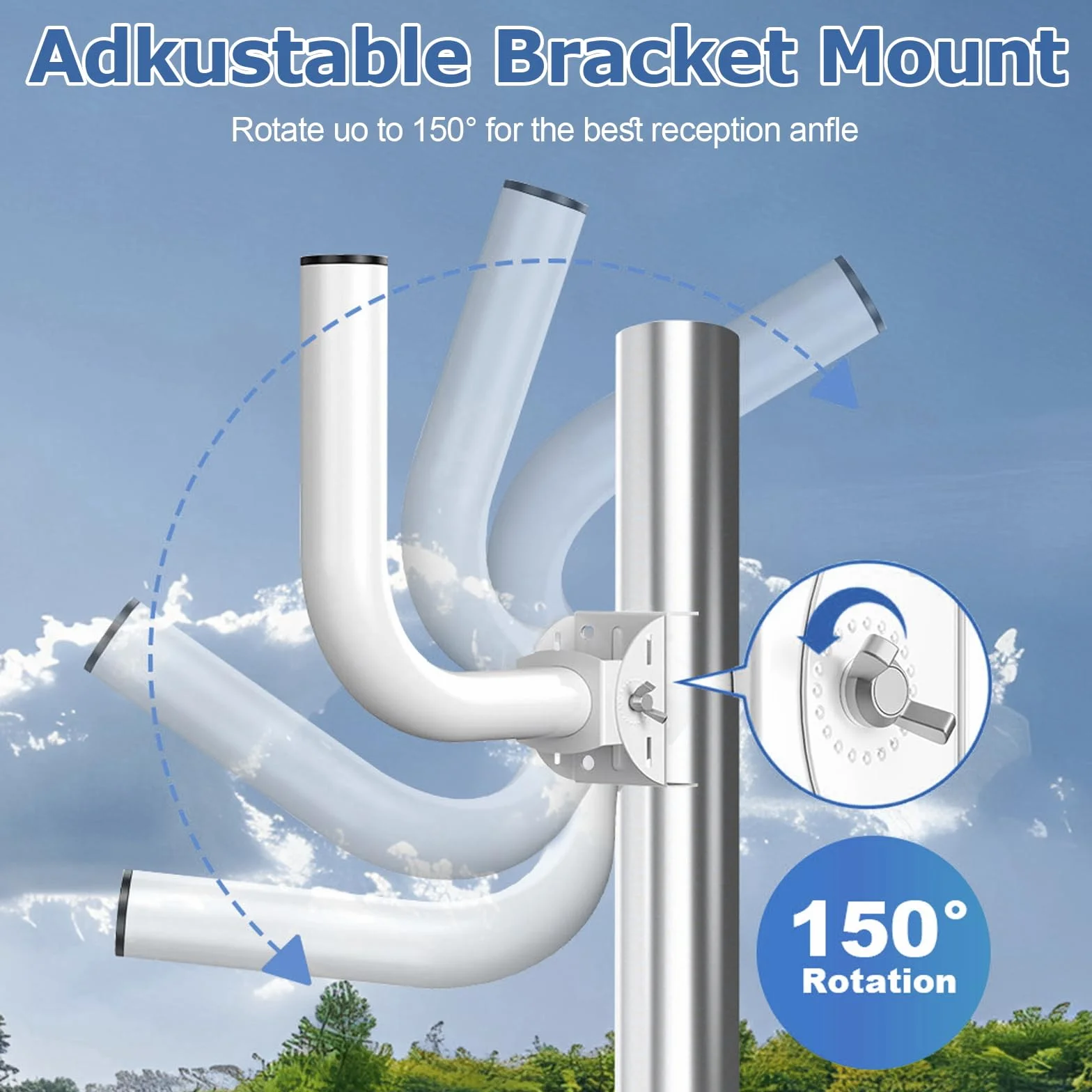 OUKENS Support de Pont sans Fil, 2 pièces Support Mural réglable 150° Acier Inoxydable, Accessoire Montage Poteau J pour Point d'accès AP Extérieur