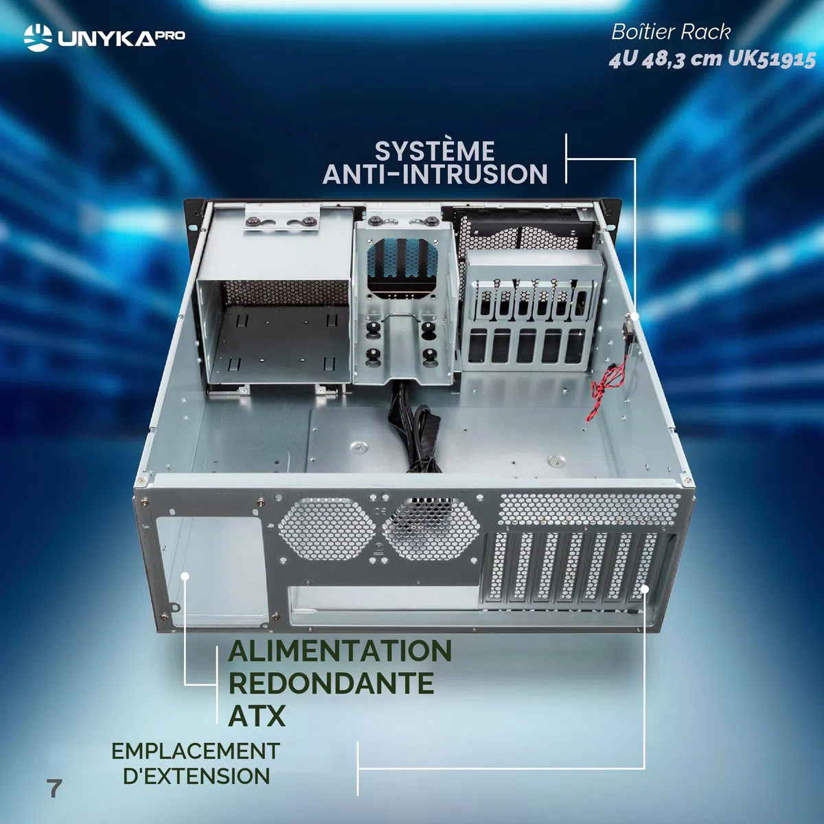UNYKAch Boîtier Rack 4U 19″ UK 4329 USB Type C
