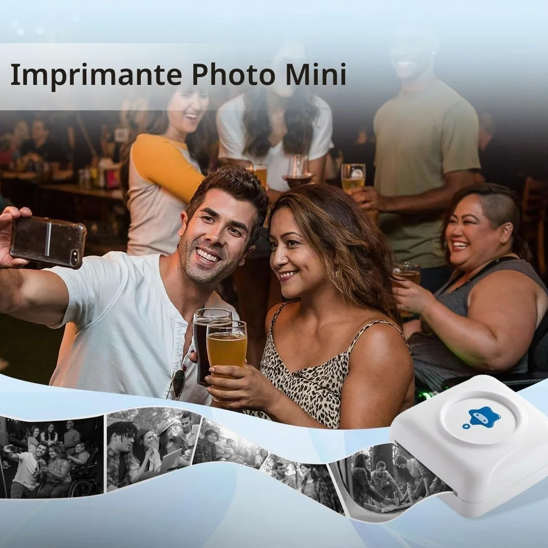 vretti Mini Imprimante Thermique TP2-Y Bluetooth Imprimante Photo Compatible Android iOS