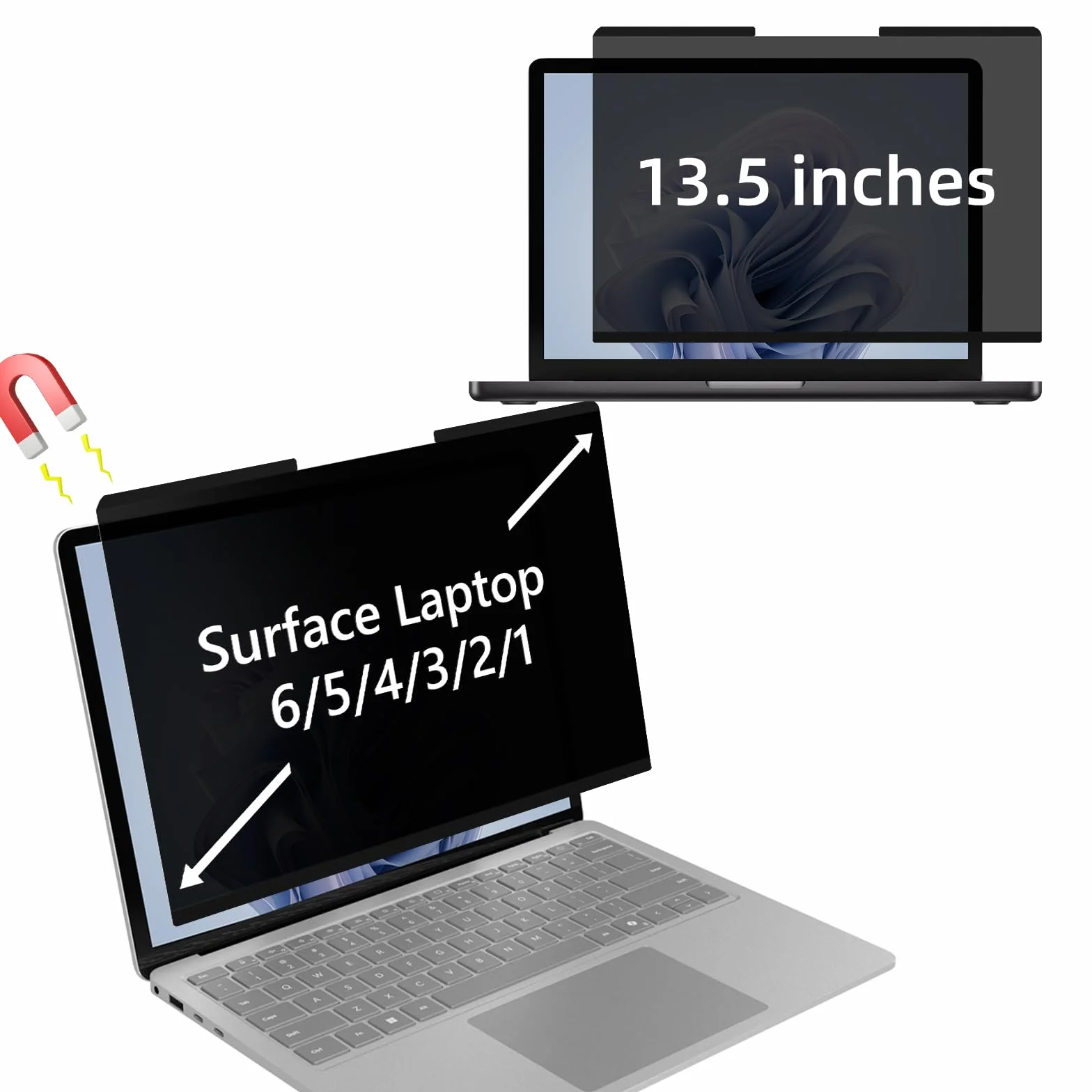 Filtre de Confidentialité Magnétique pour Surface Laptop 13,5 Pouces 6/5/4/3/2/1, Anti-Espion et Bleu-Lumière