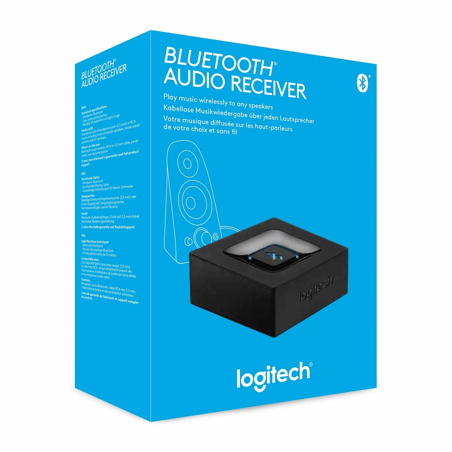 Logitech Récepteur Audio sans Fil Bluetooth Adaptateur 3,5mm RCA Noir