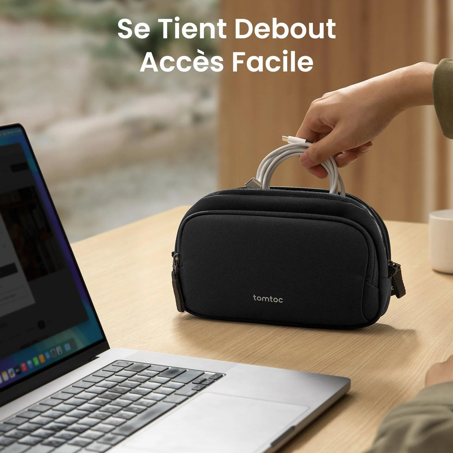 Tomtoc Sac de Rangement Câble, Organisateur de Câbles Portable Tech Pouch pour Accessoires Techniques et Voyage