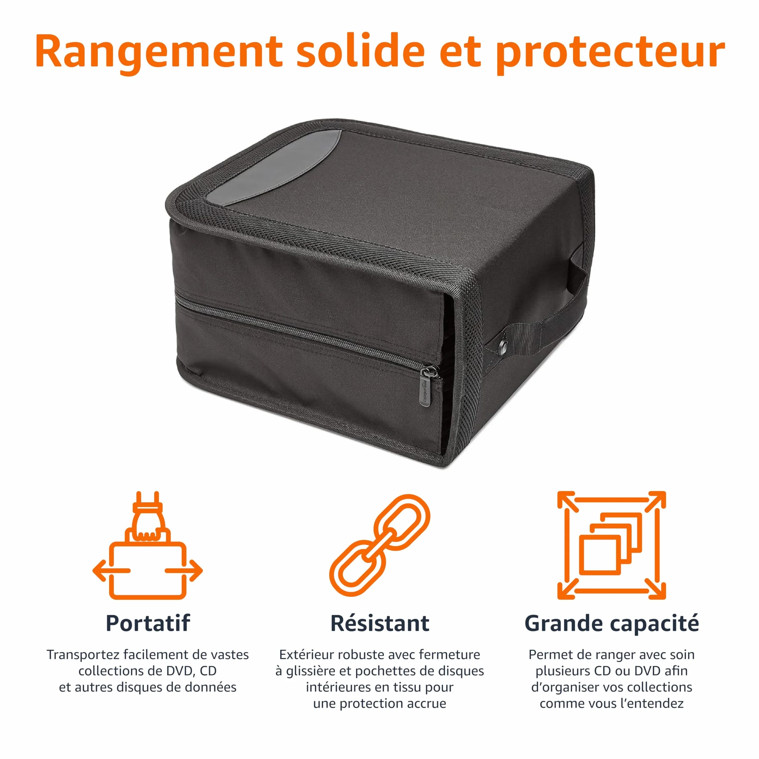 Amazon Basics Classeur polyester 400 CD DVD Noir