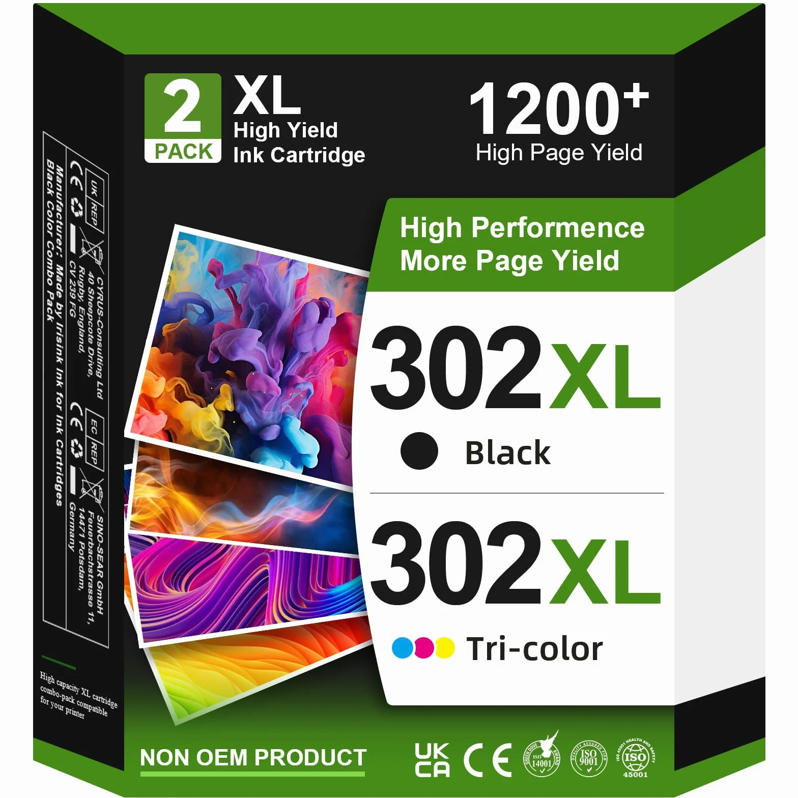Cartouches d'encre HP 302 XL Compatibles Remplacement pour DeskJet 3630 2130 Envy 4520 OfficeJet 3830 (2-Pack)