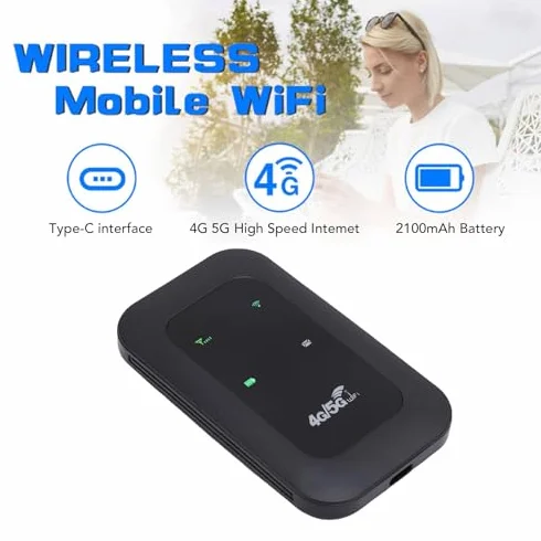 Routeur Mobile 4G 5G 300 Mbps 10 Appareils Carte SIM Batterie 10 Heures