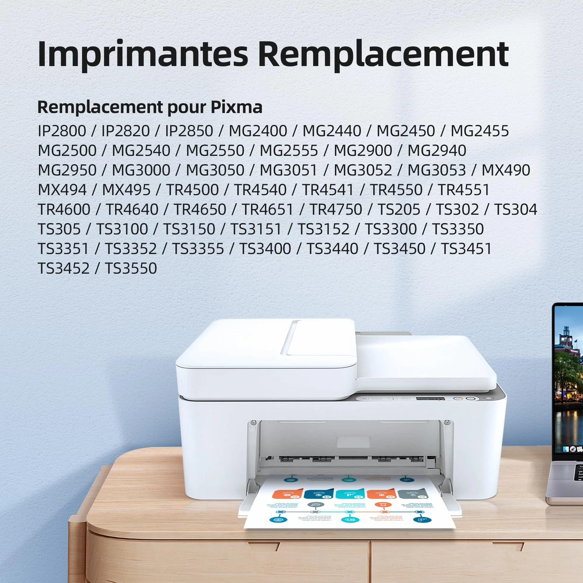 Cartouche d'encre PG-545XL CL-546XL Remplacement pour Pixma MX495 TS3150 TS3350