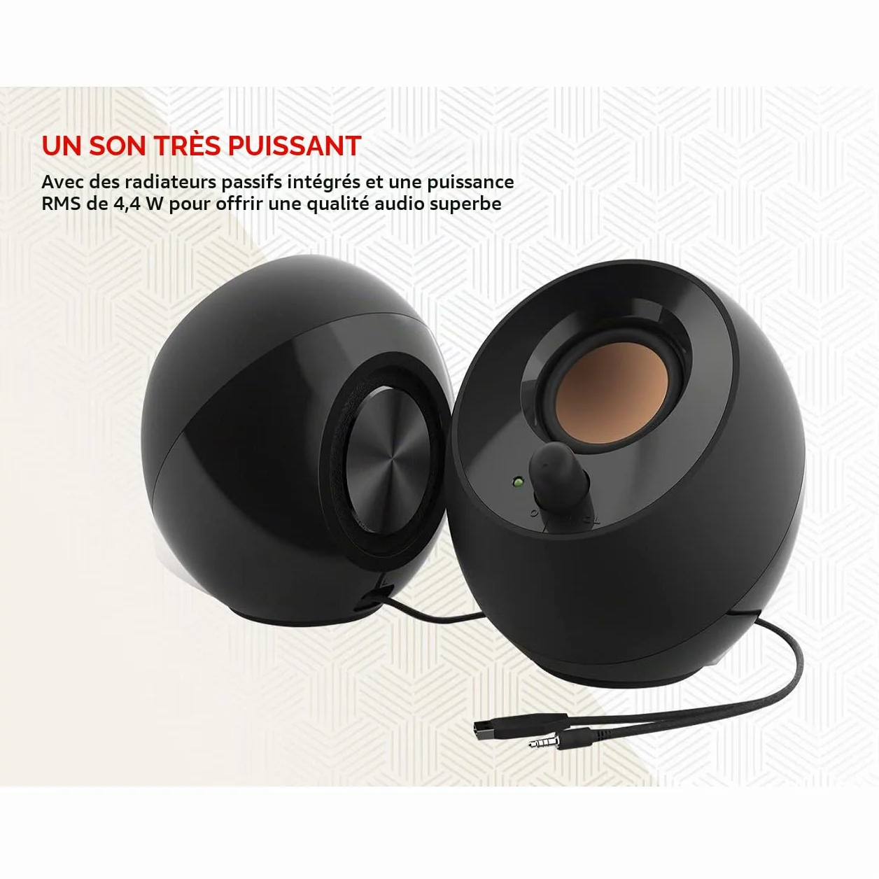 Creative Labs Pebble 4.4W Noir haut-parleur 2.0 canaux fil 3,5 mm 100-17000 Hz