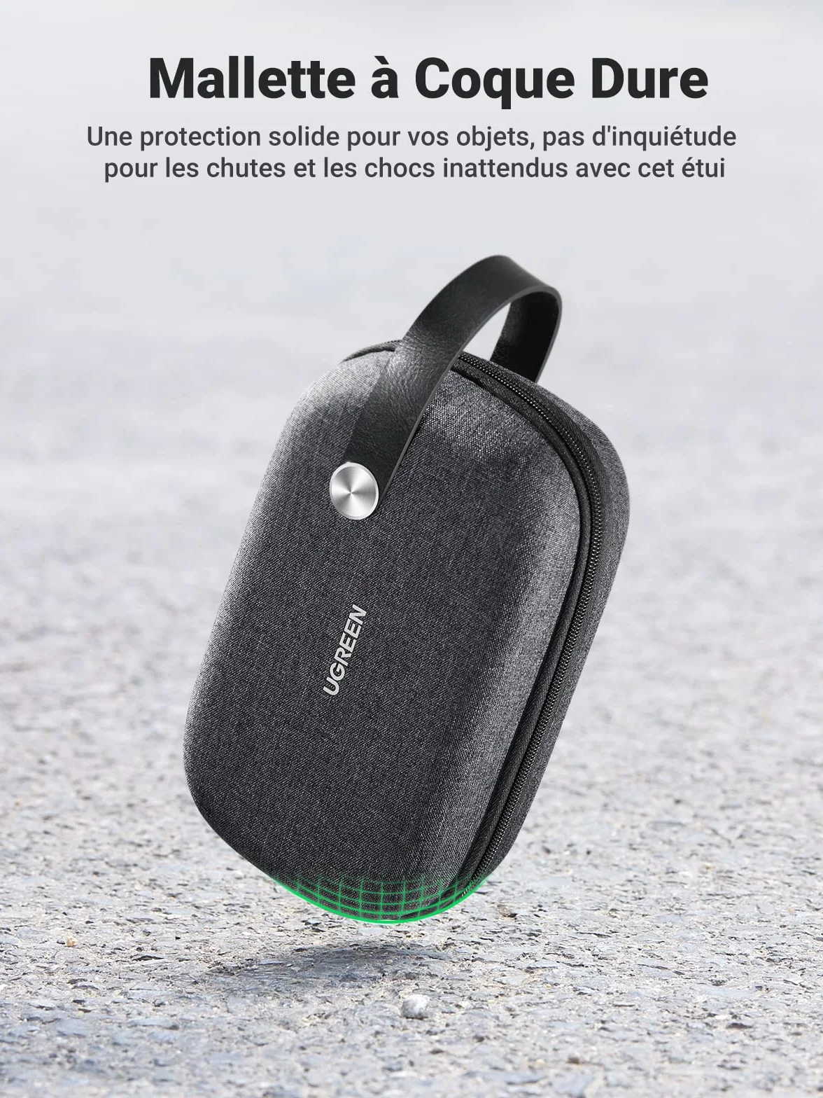 UGREEN Sac Rangement Accessoires Électroniques Pochette Câble Étanche Voyage Antichoc Organisateur Noir