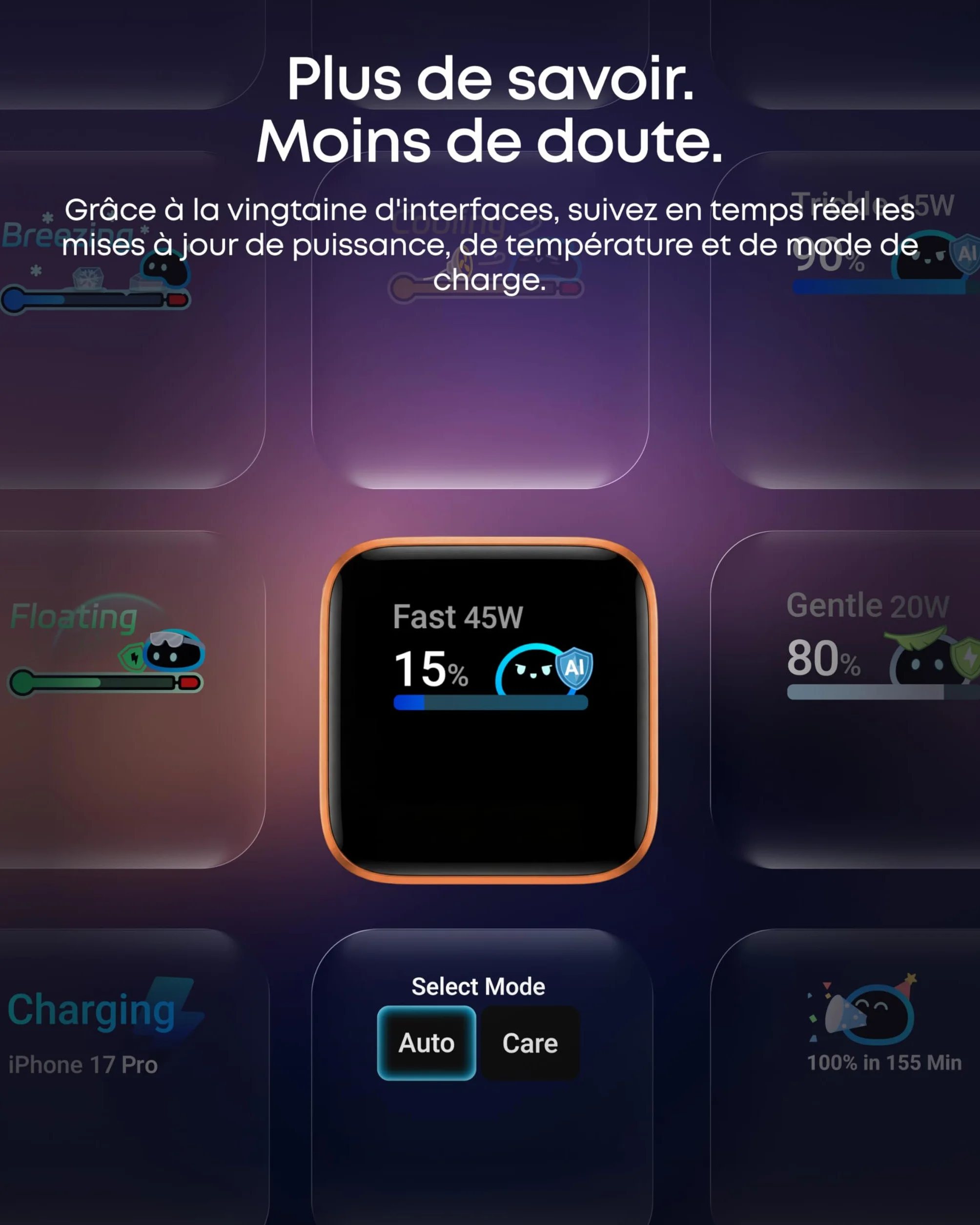 Anker Chargeur USB C 45W Nano avec Écran Intelligent, Recharge Rapide pour iPhone 17/16/15, iPad, MacBook