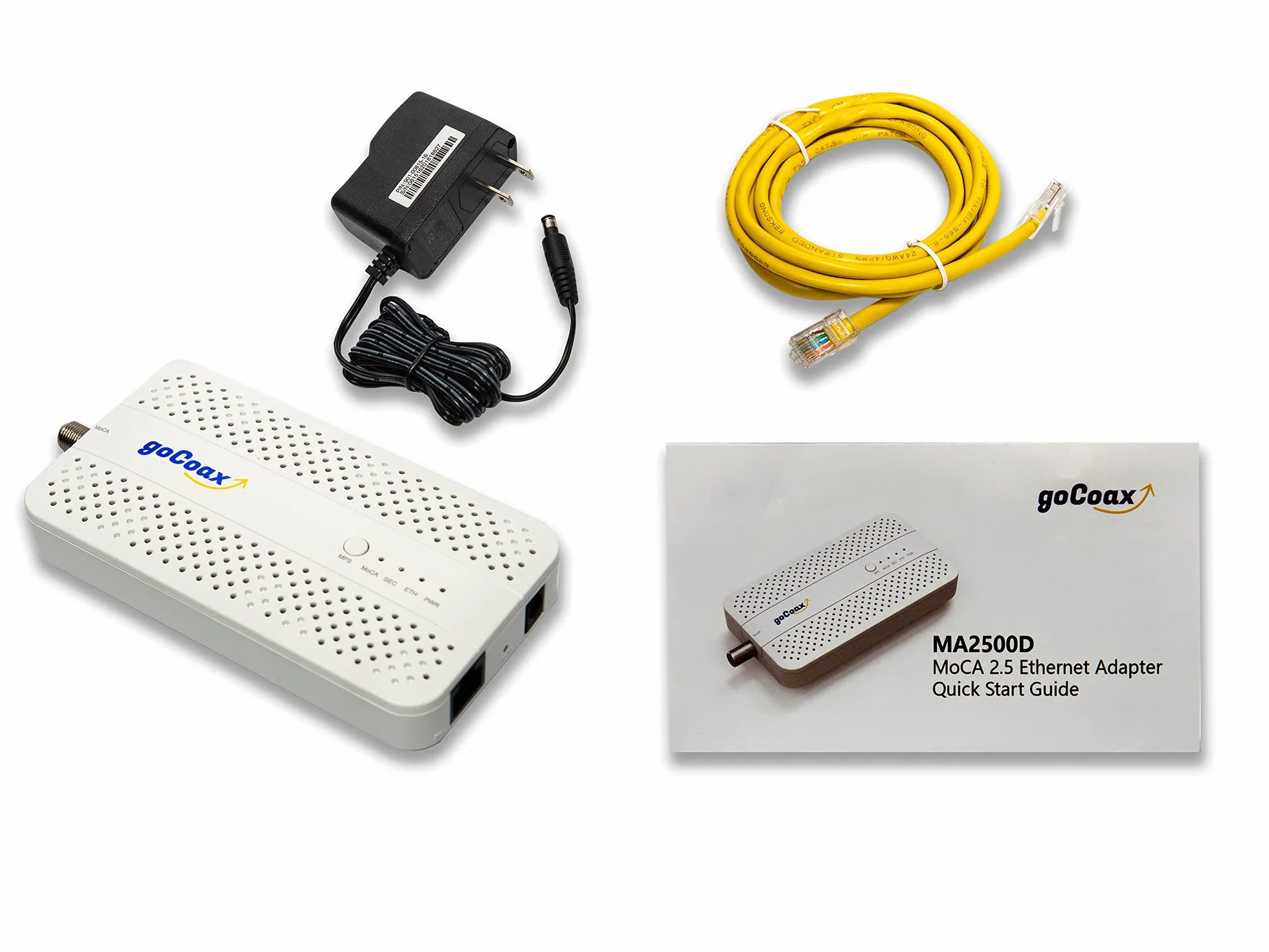 goCoax Adaptateur MoCA 2.5, MA2500D Ethernet sur Câble Coaxial avec Port 2.5GbE | Idéal pour Gaming, Streaming 4K/8K & Backhaul Wi-FI Mesh | Remplace Câble RJ45 Long | Requis 2+ Adapteurs