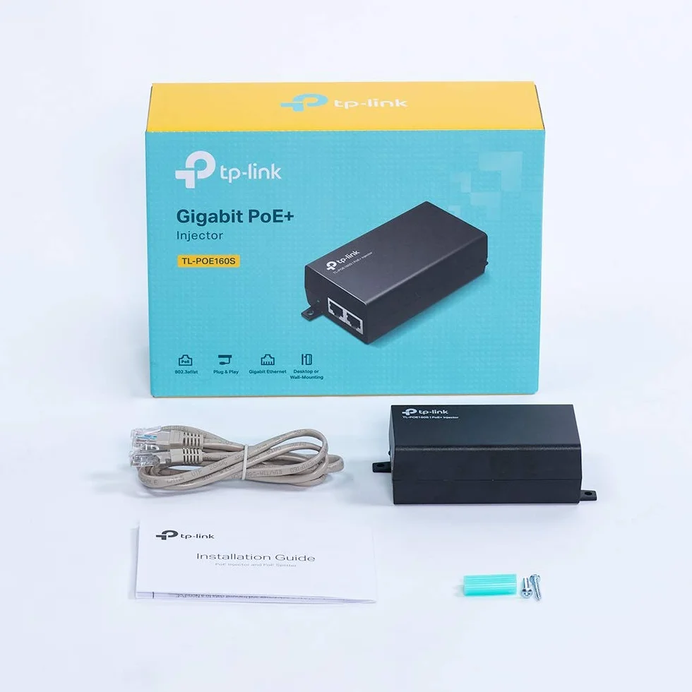 TP-Link POE160S Injecteur PoE+ 802.3af/at 30W 2 Ports Gigabit Switch Ethernet Boitier Métal
