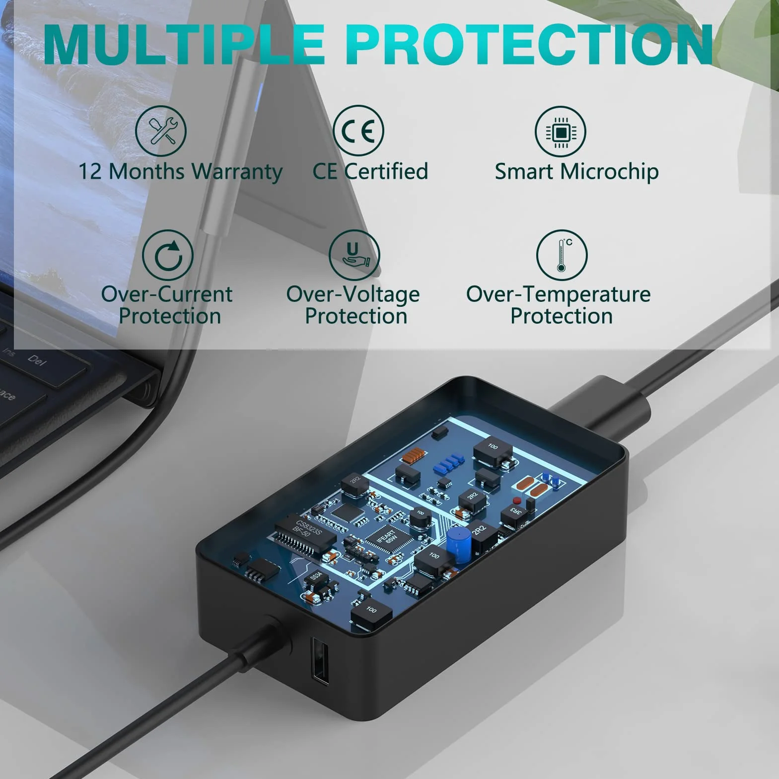 Chargeur Surface Pro 65W 15V 4A Alimentation Microsoft Surface 11/10/9/8/Pro 7/7+/6/5/4/3/X Laptop Go Book