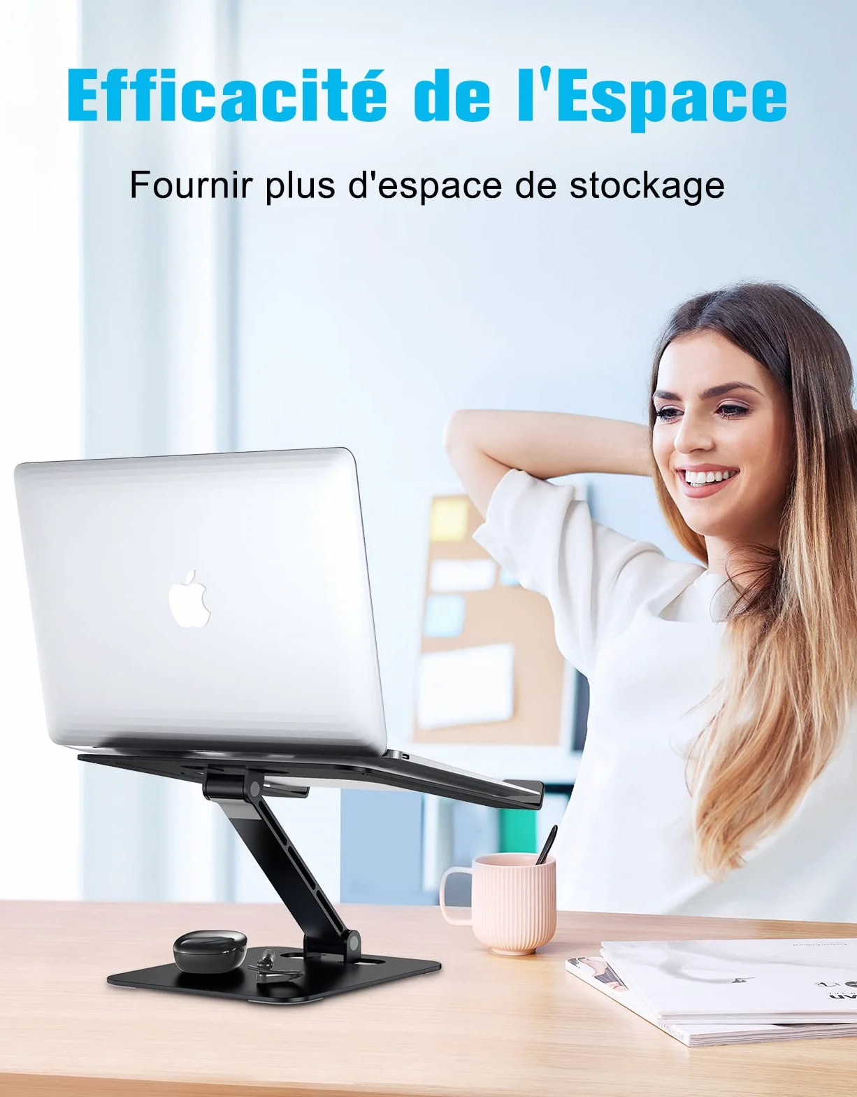 Support Ordinateur Portable Réglable Aluminium Ventilé Pliable Compatible MacBook Air Pro Tablettes 10-16 Pouces