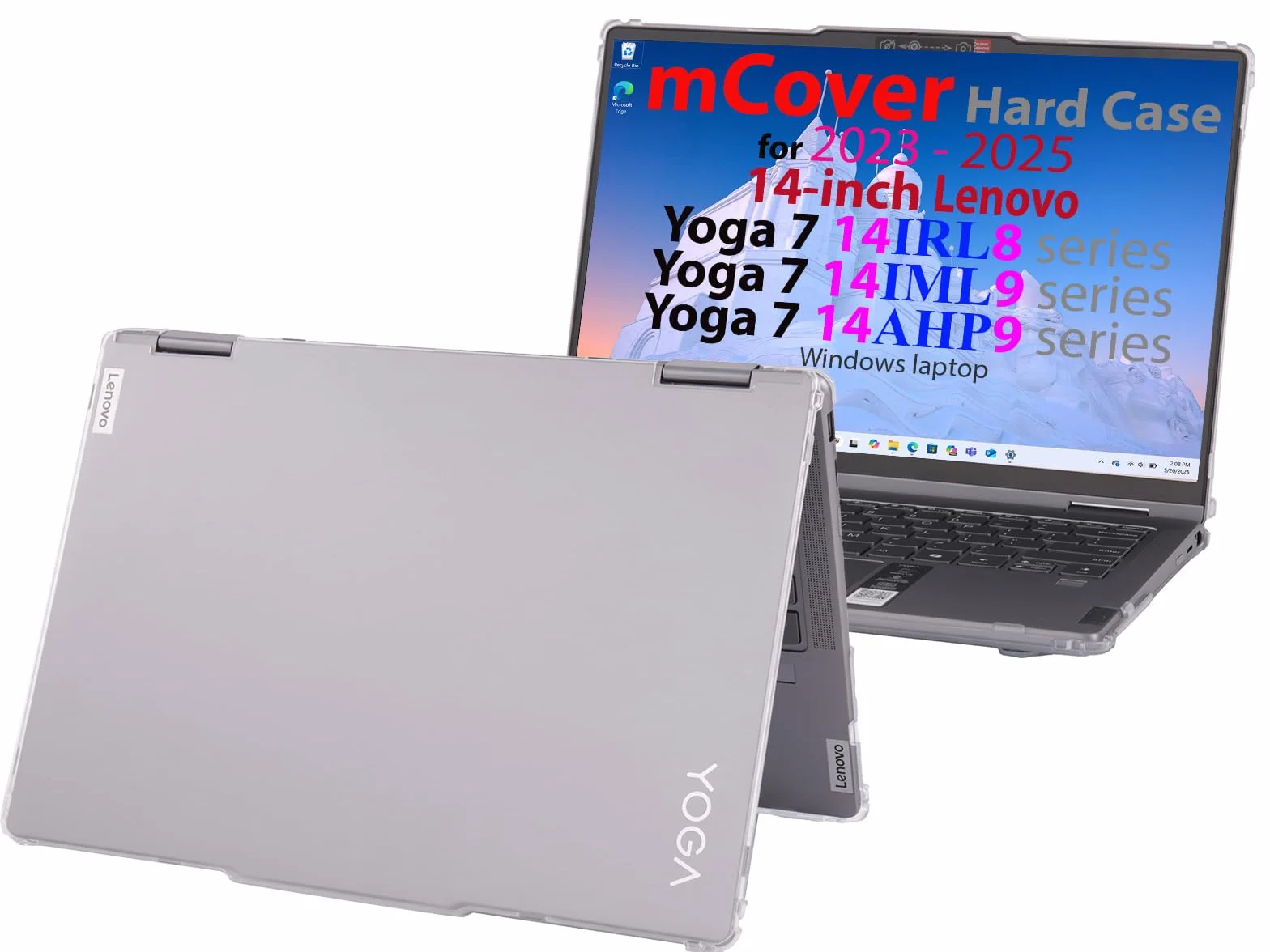 mCover Étui Coque Ordinateur Portable 14 Pouces Compatible Lenovo Yoga 7 14IRL8 14IML9 14AHP9 Série 2023-2025 Transparent